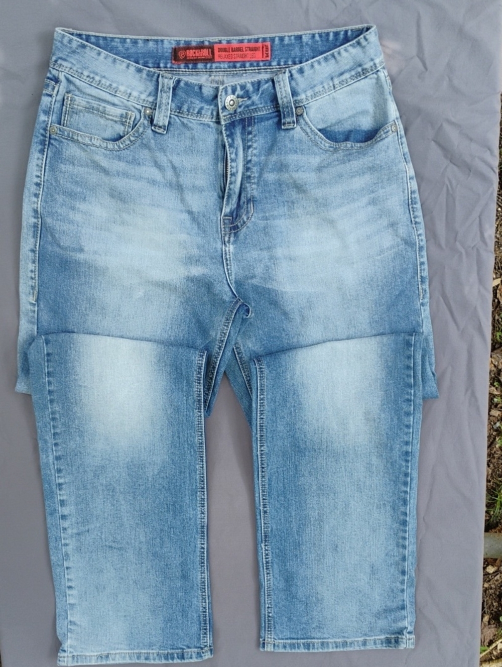 Rock & Roll Denim Light Wash Slim Straight Jeans for Men